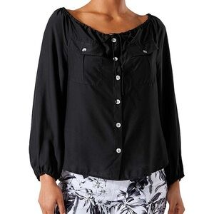 Tommy Bahama Mia Coast l/s off the shoulder blouse in black